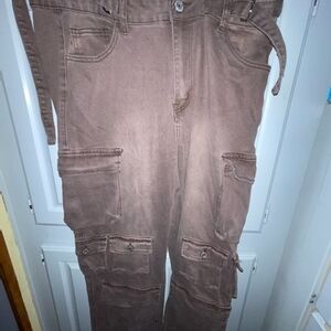 Womens Brown Cargo Pants - Durable Utility Style